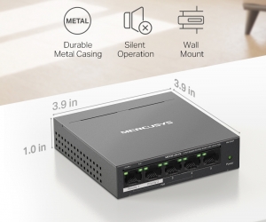 Switch PoE MERCUSYS MS105GP Chính hãng (5 port 1000Mbps với 4 Port Poe) 