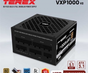 Nguồn VSP TEREX VXP1000TGD 1000W 80 Plus Gold Ver2 ATX3.1 PCIE5.1 Chính Hãng ( 3x4+4pin, 20+4pin ,4x6+2pin,12+4pin, Dây dài, Kèm dây nguồn)