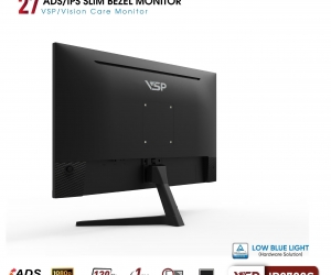 LCD VSP 27'' IP2702S Black Chính hãng FV (IPS - VGA, HDMI, 1920x1080, 120Hz, 3 cạnh viền mỏng, Kèm cáp HDMI, Treo tường) + TẶNG MOUSE Q1