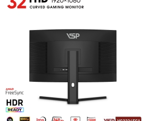 LCD VSP 32'' VG3224FC1 Cong Chính hãng Black FV (VA-VGA , HDMI, 1920x1080, 240Hz, 3 cạnh viền mỏng, Kèm cáp HDMI, Treo tường, BH24T) + ( Tặng Combo FD IK7300)