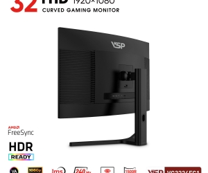 LCD VSP 32'' VG3224FC1 Cong Chính hãng Black FV (VA-VGA , HDMI, 1920x1080, 240Hz, 3 cạnh viền mỏng, Kèm cáp HDMI, Treo tường, BH24T) + ( Tặng Combo FD IK7300)