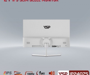 LCD 24'' VSP IP2407S White Chính hãng (IPS - VGA, HDMI, 1920x1080, 100Hz, 3 cạnh viền mỏng, Kèm cáp HDMI, Treo tường, Chuyên đồ họa) 