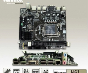 Mainboard SK 1155 Winnfox H61 Chính Hãng FV (VGA, HDMI, LAN 1000Mbps,M.2 NVME, 2 khe RAM DDR3, USB 2.0)