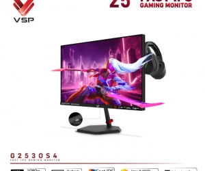 LCD VSP 25'' G2530S4 Gaming Chính hãng Black FV (Fast IPS, HDMI, 1920x1080, 300Hz, 3 cạnh viền mỏng, Kèm cáp HDMI, Treo tường, BH36T) + ( Tặng Combo FD IK7300)