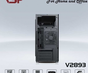 Case VSP 28XX-2893 Black (275x170x350mm, Fan đuôi 1x90mm ko kèm, Fan hông 1x120mm ko kèm, 2xUSB2.0, 1xHDD, 1xSSD, Nguồn trên dây ngắn)