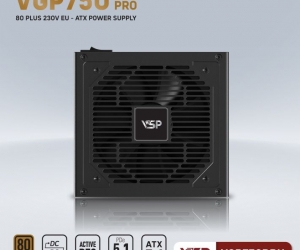 Nguồn VSP VGP750BRU PRO 750W 80PLUS BRONZE 230V EU Chính Hãng ( 2x4+4pin, 4x6+2pin,12 + 4 pin, Dây dài, Kèm dây nguồn)