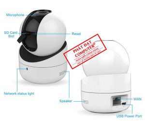 Camera IP Wifi HIK DS-2CV2Q21FD-IW(B) 2MP Chính hãng (355°-90°, 1920x1080, F1.2, 2.8mm, H.265+, Đàm thoại 2 chiều, Có LAN, Kèm nguồn 5V)