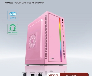 Case VSP V206 Mini Pink (305X170X350mm, Dãy Led RGB, Ko kèm fan) 