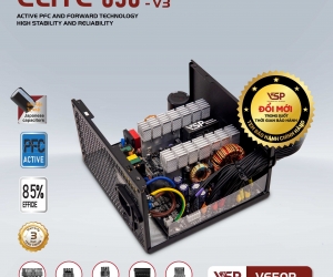 Nguồn CST VSP Elite V650P-v3 600W Chính hãng (2x4+4pin, 2x6+2pin, Dây dài, Kèm dây nguồn) 