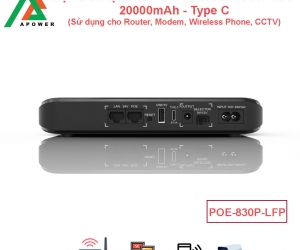 Bộ Lưu Điện (UPS) DC Mini APOWER POE-830P-LFP 20000mAh – Type C (Sử dụng cho Router, Modem, Wireless Phone, CCTV)