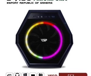 Case VSP E-ROG ES7 Gaming Black FV  (315x450x350mm, Fan đuôi 1x120mm/1x80mm ko kèm, Fan trên 2x120mm ko kèm, Fan trước 1x200mm ko kèm, 1xUSB3.0, 2xUSB2.0, Tản nhiệt 165mm ko kèm)