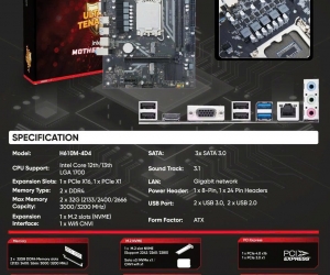 Mainboard SK 1700 VSP H610M-4D4 Chính hãng FV (VGA, HDMI, LAN 1000Mbps, 2 khe RAM DDR4, M.2 NVMe, mATX) 