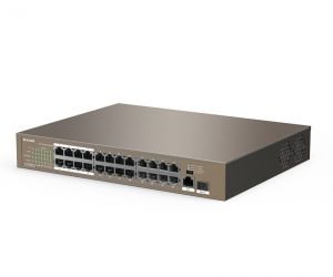 Switch PoE Tenda TEF1126P Chính hãng (với 24 port PoE, 1 port Gigabit 1.0Gbps và 1 port 1G FSP)