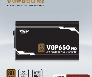 Nguồn VSP VGP650BRU PRO 650W  80PLUS BRONZE 230V EU Chính Hãng ( 2x4+4pin, 2x6+2pin, Dây dài, Kèm dây nguồn)