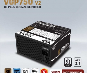 Nguồn VSP VGP750BRN V2 750W 80PLUS BRONZE- ATX3.1 Chính Hãng ( 2x4+4pin, 20+4pin ,4x6+2pin,12+4pin, Dây dài, Kèm dây nguồn)