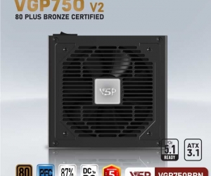 Nguồn VSP VGP750BRN V2 750W 80PLUS BRONZE- ATX3.1 Chính Hãng ( 2x4+4pin, 20+4pin ,4x6+2pin,12+4pin, Dây dài, Kèm dây nguồn)