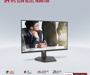 LCD 24'' VSP IP2420H Black Chính hãng (IPS - VGA, HDMI, Audio out, 1920x1080, 75Hz, 3 cạnh viền mỏng, Kèm cáp HDMI, Treo tường) - Tặng kèm ko dây FD-i330H