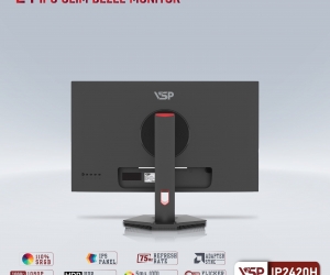 LCD 24'' VSP IP2420H Black Chính hãng (IPS - VGA, HDMI, Audio out, 1920x1080, 75Hz, 3 cạnh viền mỏng, Kèm cáp HDMI, Treo tường) - Tặng kèm ko dây FD-i330H