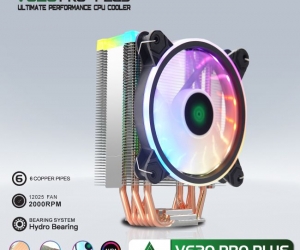 Tản nhiệt khí CPU 6 ống đồng VSP Cooler V620 PRO PLUS LED ARGB 1 fan 12cm Black (115x/1200/1366/1700/2011/AM3/AM4/AM5)