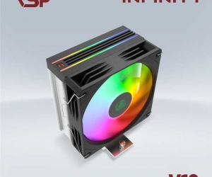 Tản nhiệt khí CPU VSP 4 ống đồng V12 LED ARGB 1 Fan 12cm Đen FV