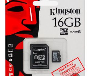 Thẻ nhớ MicroSD 16G KINGSTON Box Class10 80MB/s Công ty (Kèm SD adapter)