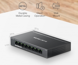 Switch PoE MERCUSYS MS108GP Chính hãng (8 port 1000Mbps với 7 Port Poe)