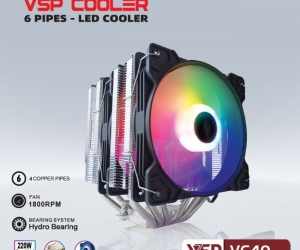 Tản nhiệt khí CPU VSP 6 ống đồng V640 LED ARGB 2 Fan 12cm Đen FV
