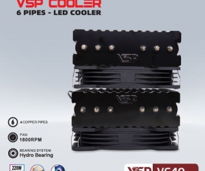 Tản nhiệt khí CPU VSP 6 ống đồng V640 LED ARGB 2 Fan 12cm Đen FV