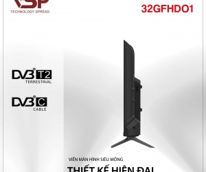 SMART Tivi VSP 32inch 32GFHD01 ( 1920 x 1080, 60Hz, 1.5GB, 8GB, 02 cổng USB, 3 cổng HDMI)