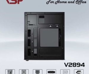 Case VSP 28XX-2894 Black (275x170x350mm, Fan đuôi 1x90mm ko kèm, Fan hông 1x120mm ko kèm, 2xUSB2.0, 1xHDD, 1xSSD, Nguồn trên dây ngắn) 