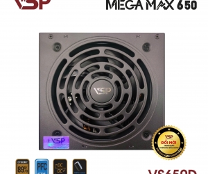 Nguồn CST VSP Megamax VS650D 650W Chính hãng FV (2x4+4pin, 2x6+2pin, 1x24pin, Dây dài, Kèm dây nguồn)  