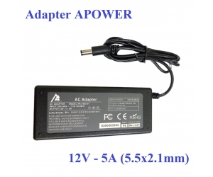 Adapter Apower 12V-5A (5.5x2.1 mm, Kèm dây nguồn, Box)