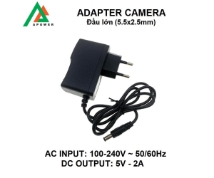 Adapter Camera APOWER 5V-2A Chuyên Camera Đầu Lớn (5.5x2.5mm)
