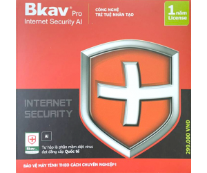 Bản quyền BKAV Pro Internet Security AI 1PC/12T (Chống virus trong thời gian thực, Duyệt Web an toàn, Tường lửa và giám sát mạng, Windows)