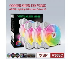 Bộ kit 3 Fan Led RGB + Hub VSP V308C (Màu trắng)