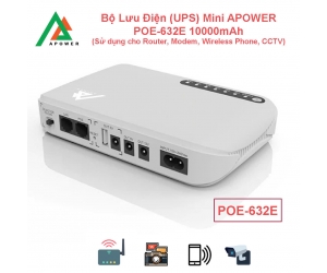 Bộ Lưu Điện (UPS) DC Mini APOWER POE-632E 10 000mAh (Sử dụng cho Router, Modem, Wireless Phone, CCTV) 