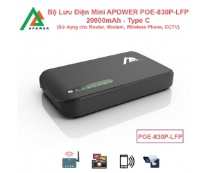 Bộ Lưu Điện (UPS) DC Mini APOWER POE-830P-LFP 20000mAh – Type C (Sử dụng cho Router, Modem, Wireless Phone, CCTV)