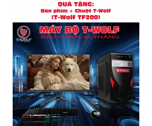 Bộ máy HỌC TẬP & VĂN PHÒNG T-WOLF TW11 (H510R8S256L22G5905) Main T-WOLF H510, CPU Intel G5905 , Ram DDR4 KINGMAX 8GB/3200, SSD T-Wolf TW-S256M , Nguồn T-Wolf TW-P350 (350W) 80 Plus, LCD T-Wolf TW-F22VFHD75 + Tặng Combo Keyboard+Mouse T-WOLF TF200