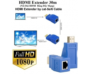 Bộ nối dài HDMI ra LAN 30m Full HD Ko adapter (Thực tế <20m)