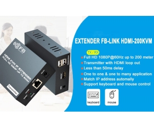 Bộ nối dài HDMI ra LAN 200m FB-Link  (có USB hỗ trợ phím chuột, EXTENDER FB-LINK HDMI-200KVM, Có kèm nguồn)