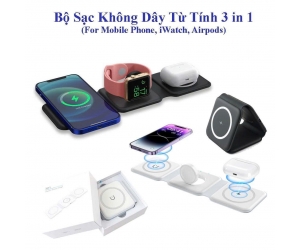 Bộ Sạc Không Dây Từ Tính 3IN1 (For Mobile, iWatch, Airpods)