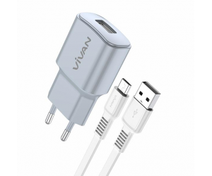 Bộ sạc MicroUSB  - VIVAN Power MicroUSB  (1 cổng USB 2A, 1m)
