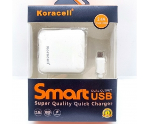 Bộ sạc MicroUSB - Koracell 2.4 V8 (2 cổng USB 5V-2.4A, 1m)