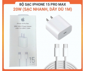 Bộ sạc Type-C IPHONE 15 PRO MAX 20W Type-c to Type-C (Sạc nhanh, 1m)