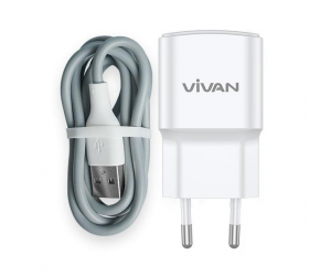 Bộ sạc Type-C - VIVAN Power oval 3.0 II White (Sạc nhanh, 1 cổng USB, 3.0A, 18W, 1m)