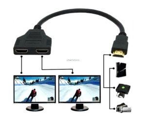 Cable chia 1 HDMI to 2 HDMI 25cm (HDMI đực sang 2 HDMI cái, 720P, dùng HDMI dưới 5m)