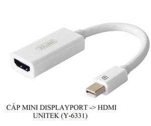 Cable chuyển MiniDisplayPort to HDMI Unitek Y-6331 (4K, 30Hz) FV 