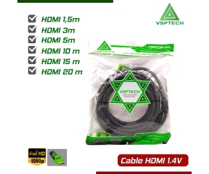 Cable HDMI 1.5m 1.4V VSPTECH (Dây xám tròn lưới) (THAY THẾ CHO HDMI 1.5m Dây dẹp TẠM HẾT, HDMI 2M Huawei dẹp) 