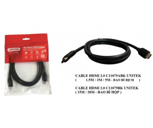 Cable HDMI 2.0 1.5m UNITEK C11079ABK 4K (Dây tròn trơn)