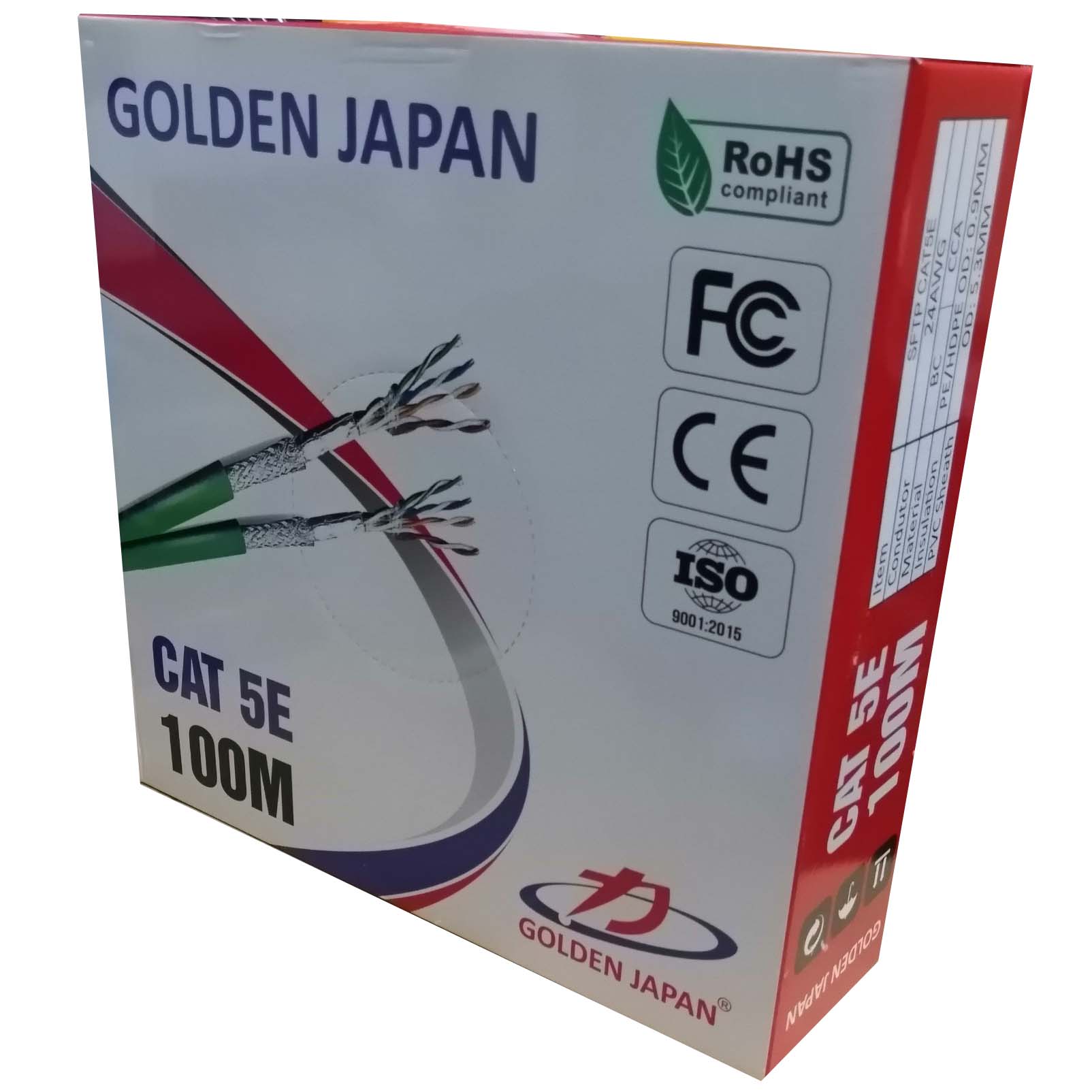 Cable LAN GOLDEN JAPAN SFTP CAT5E 100m Xanh lá